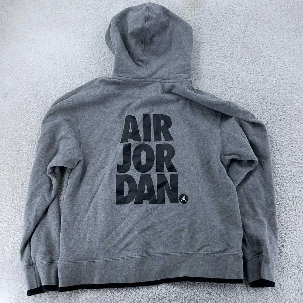 Nike Air Jordan Hoodie Mens Medium Standard Fit‎ Gray Jumpman Graphic Sweatshirt